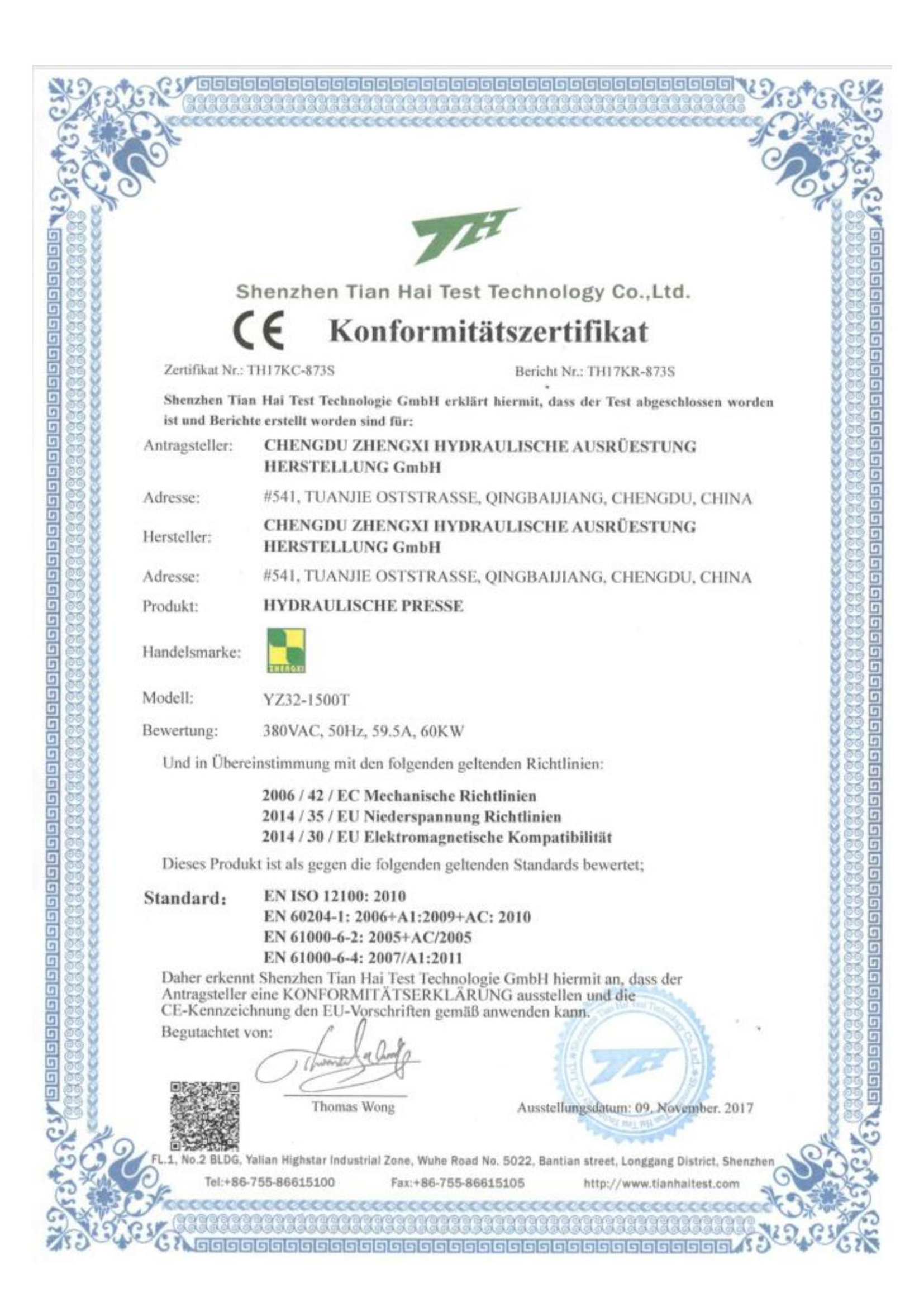 international CE certificate 2